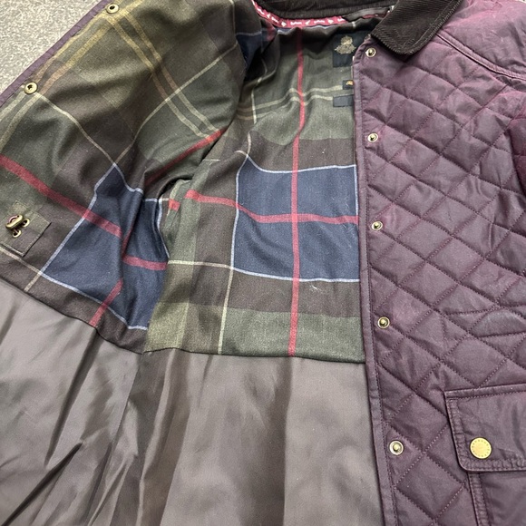 Barbour Quilted 4 Oz Wax Jacket Purple Flannel Lined Women’s US 6 Plum Outdoor - Picture 7 of 10